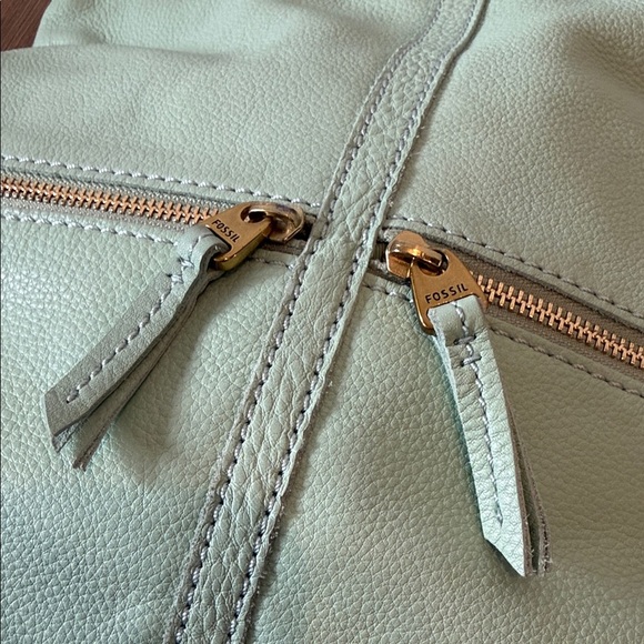 Mint Green Leather Purse Fossil gold trim crossbody bag women’s handbag main image 7